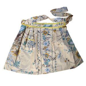 Handmade Teal and Gold Flower Waist Apron